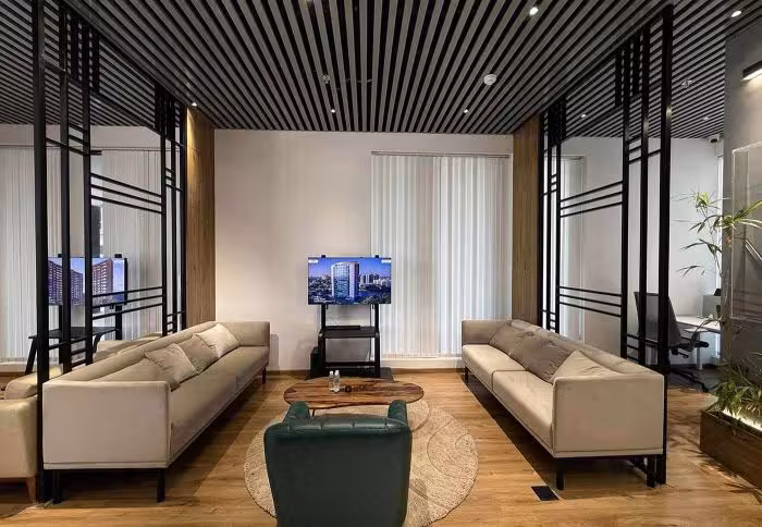 Meeting area of Adani Realty Marketing Office Top Interior Designer in Ahmedabad