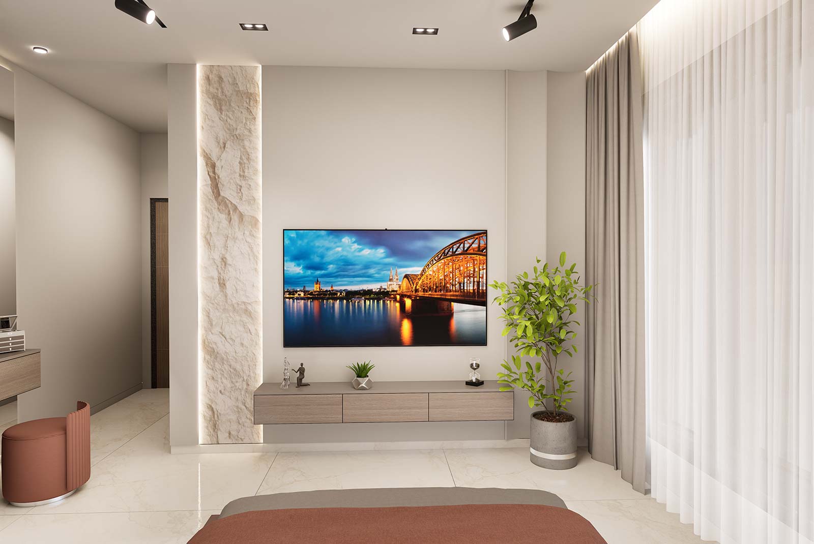 Parent's bedroom Tv area