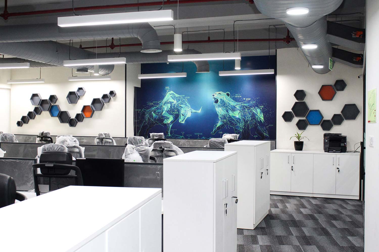 Workstation area of Graviton Research Capital corporate Office in GIFT city