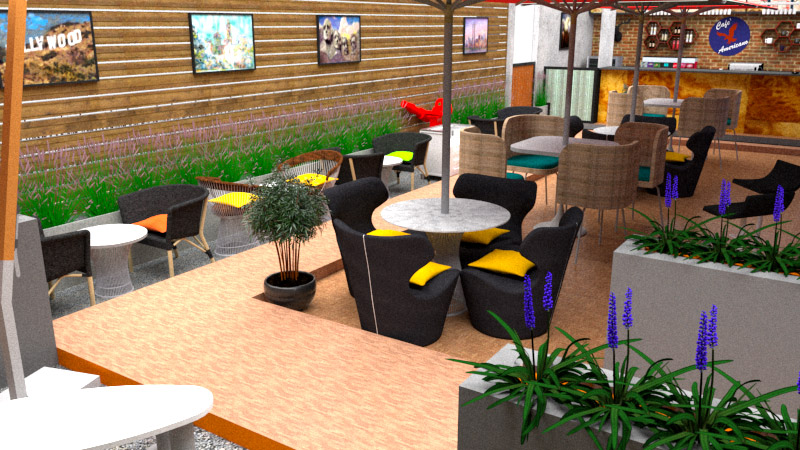 Shaded family seating area